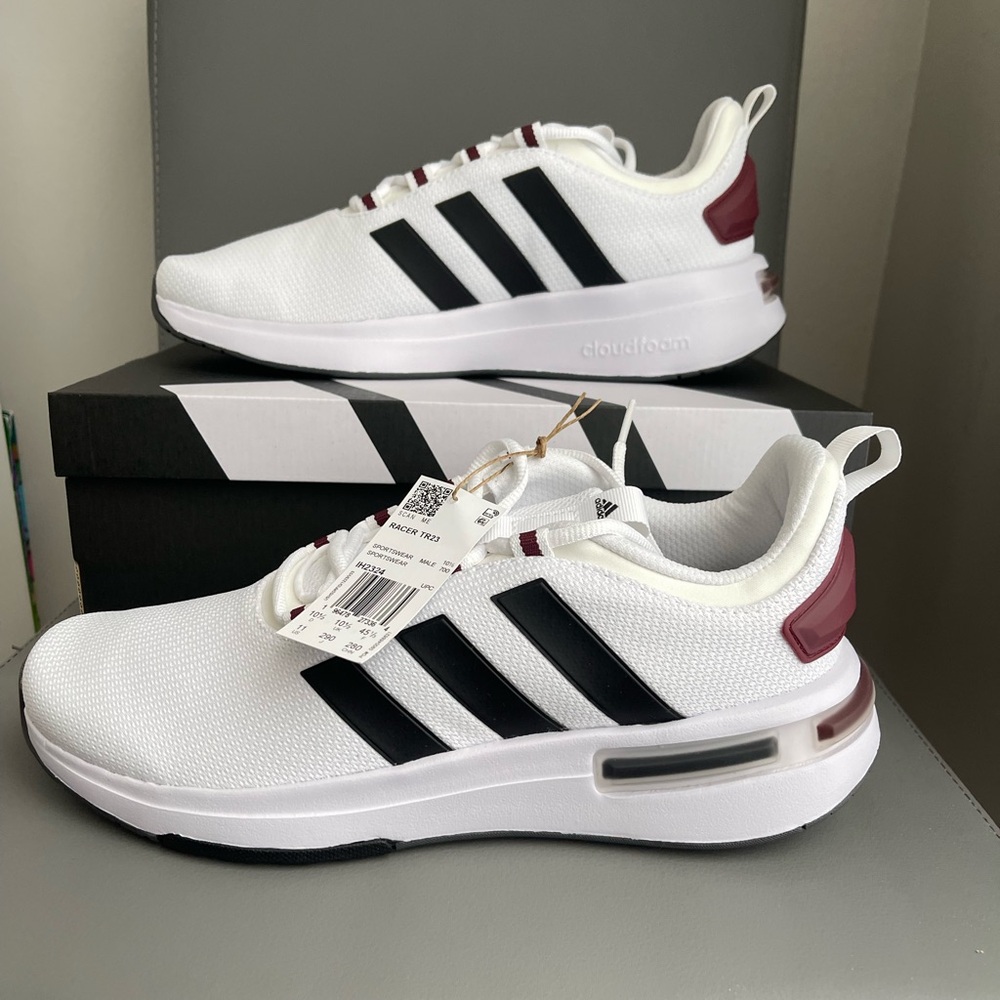 Adidas Men's Racer TR23 White/Black/Shadow Red Sneaker Size 11